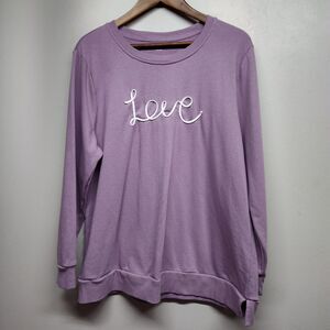 Lane Bryant Sweatshirt Women Size 14/16 Purple Love Spring Loungewear Casual